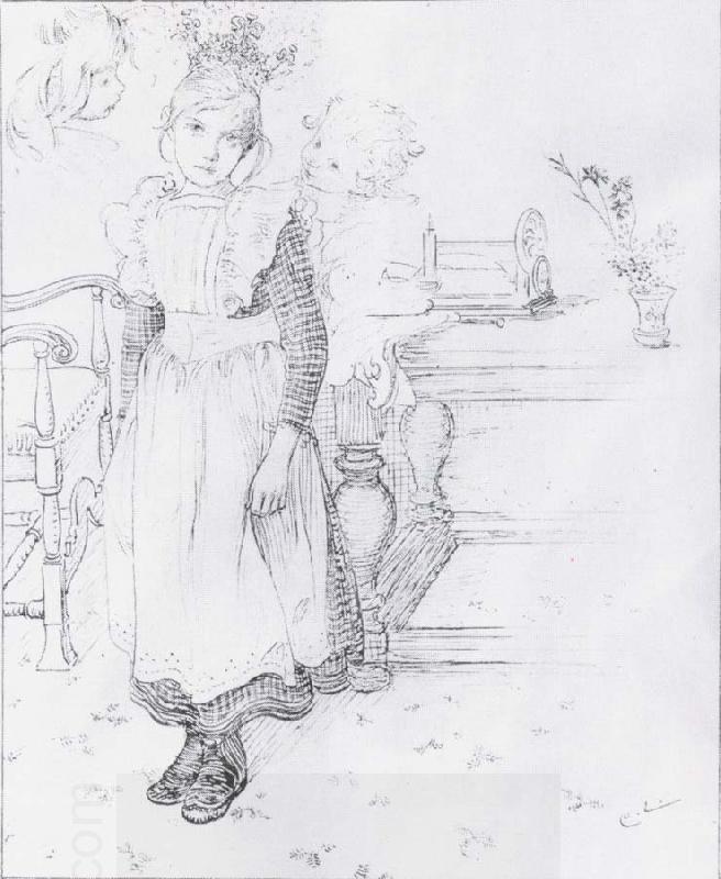 Carl Larsson Gir,Boy and Study of a Head oil painting picture